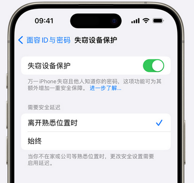 安陆苹果手机维修分享iOS17'失窃设备保护'功能是什么？ 