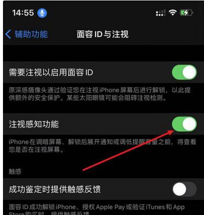 安陆苹果14维修网点分享iPhone14注视感知功能有什么用 